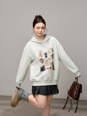 Orange Pistil ženska pamuka hoodica s tiskom, slobodan kroj, debela tkanina, dugi rukavi