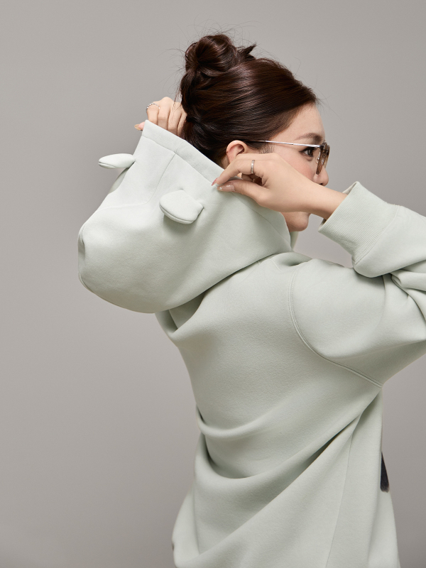 Orange Pistil ženska pamuka hoodica s tiskom, slobodan kroj, debela tkanina, dugi rukavi