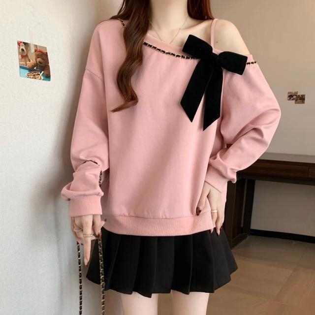 Moterų Chenille džemperis su apvaliu kaklu, ragų rankovėmis, 3/4 rankovės, Spandex mažiau nei 30%