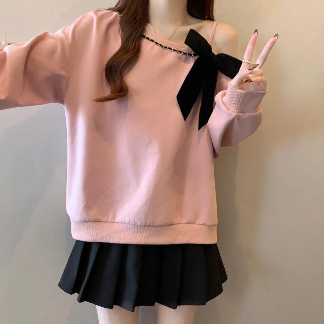 Moterų Chenille džemperis su apvaliu kaklu, ragų rankovėmis, 3/4 rankovės, Spandex mažiau nei 30%