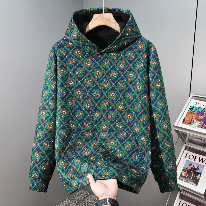 Vīriešu kapucētais džemperis, brīvs piegriezums, bez apkakles, garas piedurknes, 96% poliesters