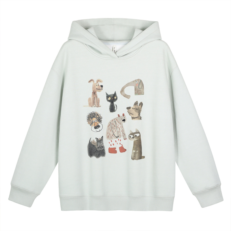 Medvilninis kapucinė džemperis moterims su gobtuvu, laisvas kirpimas, storas audinys, ilgos rankovės, įprastas ilgis (50–65 cm), 50–70% medvilnė