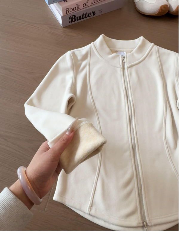 Slim-fit kardigan od polar fleece sa stojećim ovratnikom, dvostrano flis podstava, zatvarač