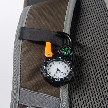 Karabiner óra külső iránytűvel, színes zsebóra kvarc Miyota mechanizmussal (41 mm tárcsa, cinkötvözet ház)