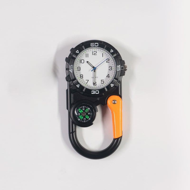 Karabiner óra külső iránytűvel, színes zsebóra kvarc Miyota mechanizmussal (41 mm tárcsa, cinkötvözet ház)