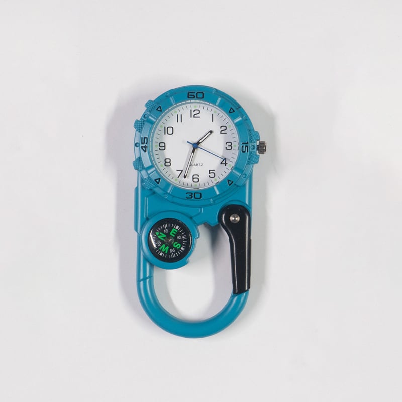 Karabiner óra külső iránytűvel, színes zsebóra kvarc Miyota mechanizmussal (41 mm tárcsa, cinkötvözet ház)