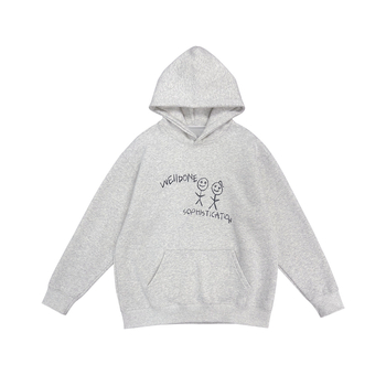 Fleece bevonat kapucnis pulóver, 3D mintázat, laza szabás, Koreai stílus, 95% pamut