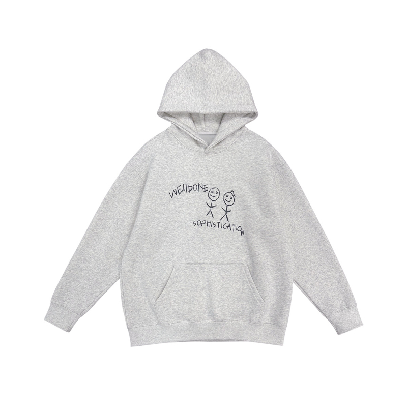 Fleece bevonat kapucnis pulóver, 3D mintázat, laza szabás, Koreai stílus, 95% pamut