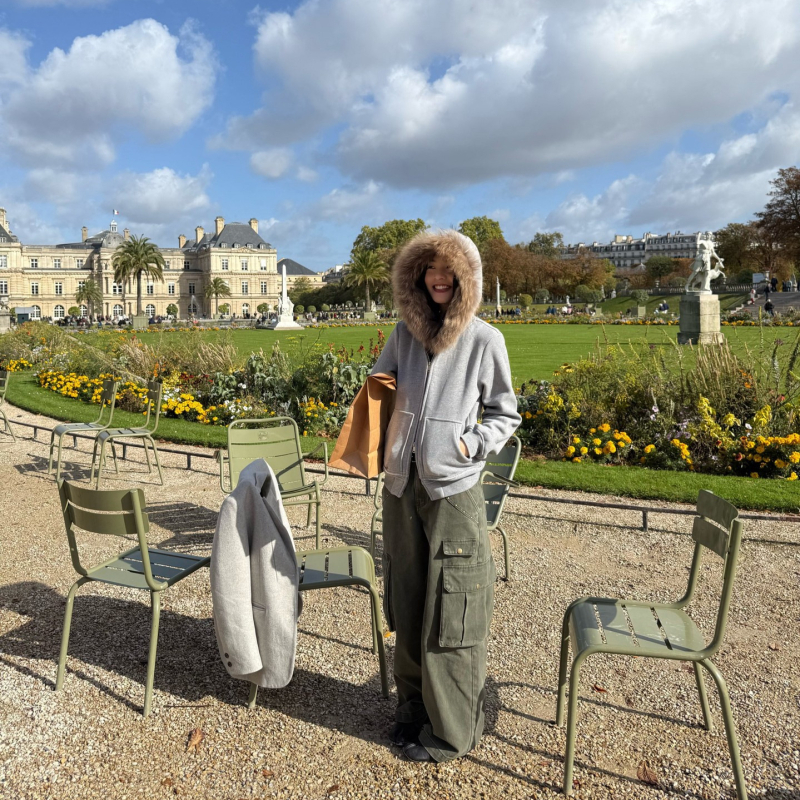 Γυναικείο φούτερ με κουκούλα και επένδυση φλίς, μονόχρωμο, χαλαρή γραμμή, μακριά μανίκια, φερμουάρ μπροστά, χειμώνας 2025, ιαπωνο-κορεατικό casual στυλ