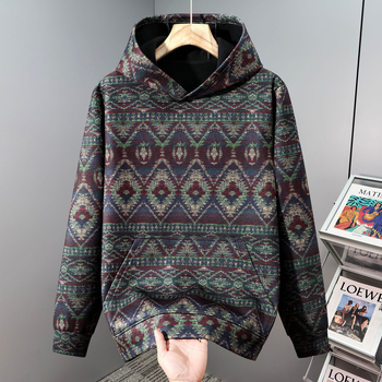 Vīriešu kapucēts džemperis, plus izmērs – brīvs piegriezums, garas piedurknes, 96% poliestera