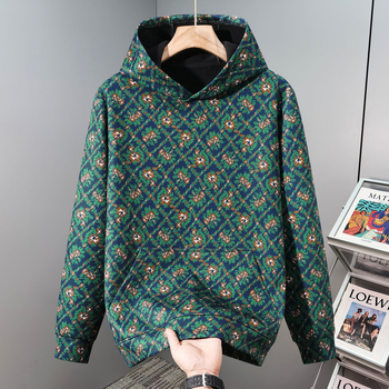 Vīriešu kapucēts džemperis, plus izmērs – brīvs piegriezums, garas piedurknes, 96% poliestera