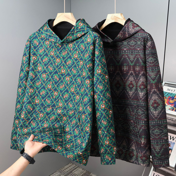 Vīriešu kapucēts džemperis, plus izmērs – brīvs piegriezums, garas piedurknes, 96% poliestera