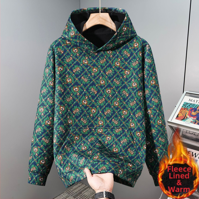 Pánska mikina s kapucňou, plus veľkosť – voľný strih, dlhé rukávy, 96% polyester