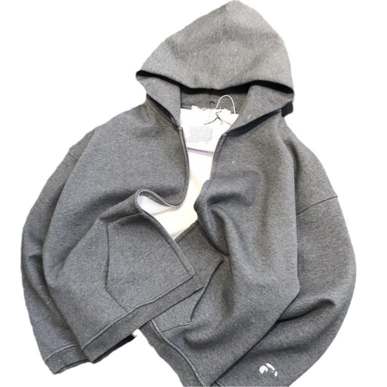 Kapuljača fleece jakna na zip, slobodan kroj, srednja duljina, dugi rukavi, 80-90% pamuka