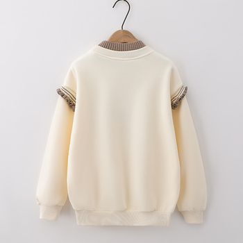 Sveter s flísovou výplňou a kapucňou, polovičný rolák, voľný strih, geometrický vzor, polyester