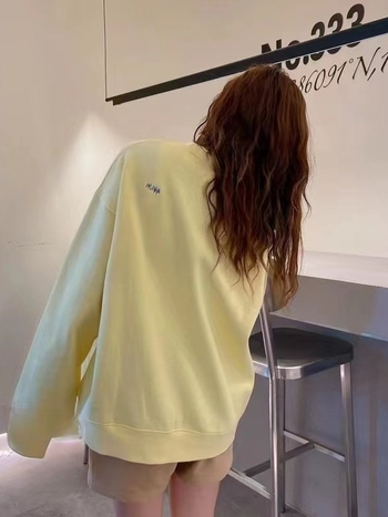 Pulover din bumbac cu guler rotund, căptușit cu fleece, gros, croi lejer