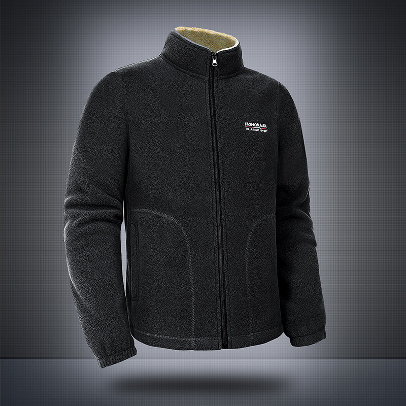 Muški fleksi kardigan jakna, otporan na habanje, dvostruka flis podstava, jednofarbna, zima i jesen