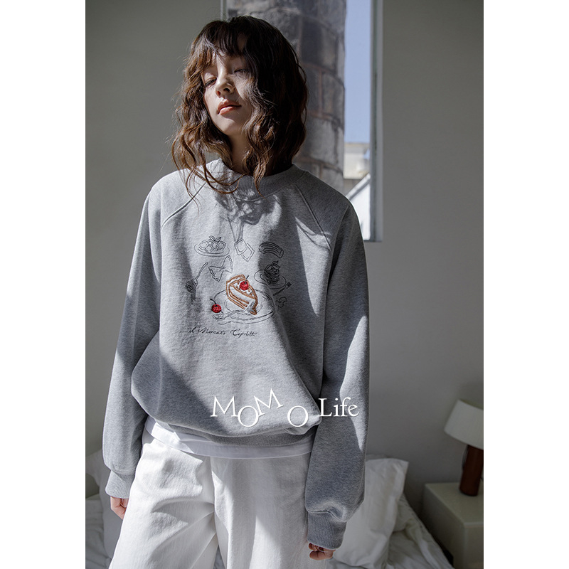 Ženski hoodie s kapuljom – udoban kroj, raglan dugi rukavi, okrugli izrez, pamuk-poliester smjesa
