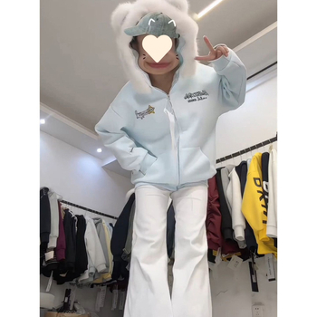 Dámska mikina s kapucňou a ušami mačky, kožušinkový golier, fleece podšité, polyesterová látka, dlhé rukávy, casual štýl