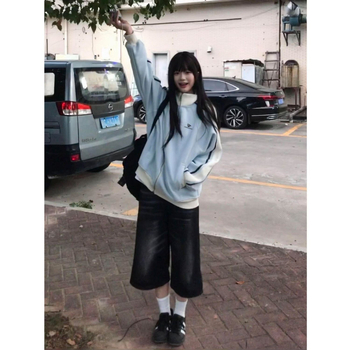 Ženska jakna-svjetar s prugama i stojećim ovratnikom, slobodan kroj, zip, poliester 95%+