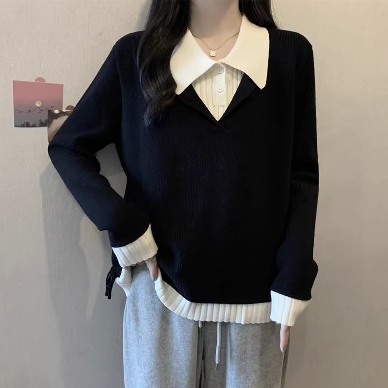 Bez rukava pleteni top s polo ovratnikom, tkan konstrukcija, srednja debljina, Ice Silk smjesa