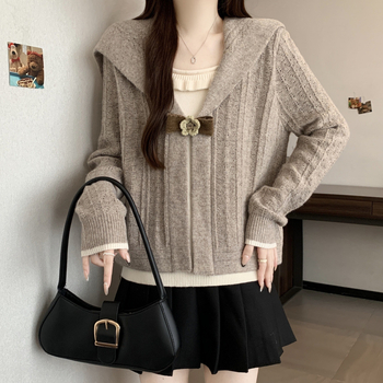 Ženski pulover s kapuljom, lažni dvodjelni izgled, od viskoze, kolagenska izrada