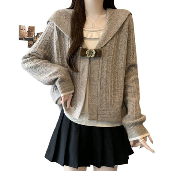 Ženski pulover s kapuljom, lažni dvodjelni izgled, od viskoze, kolagenska izrada