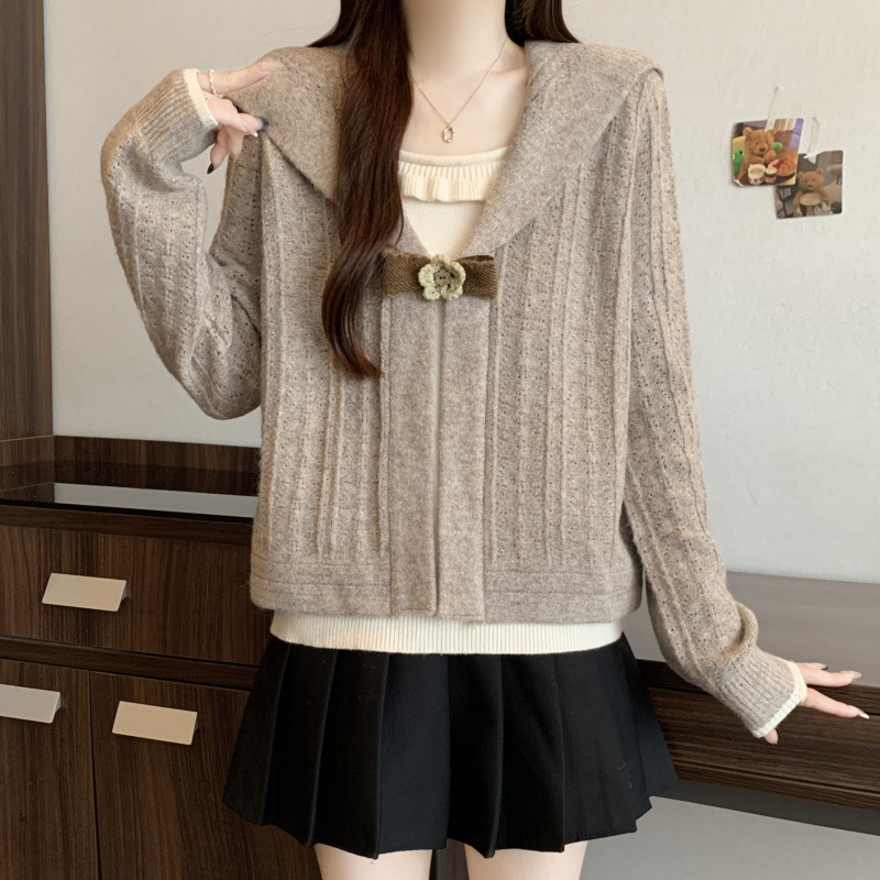 Ženski pulover s kapuljom, lažni dvodjelni izgled, od viskoze, kolagenska izrada