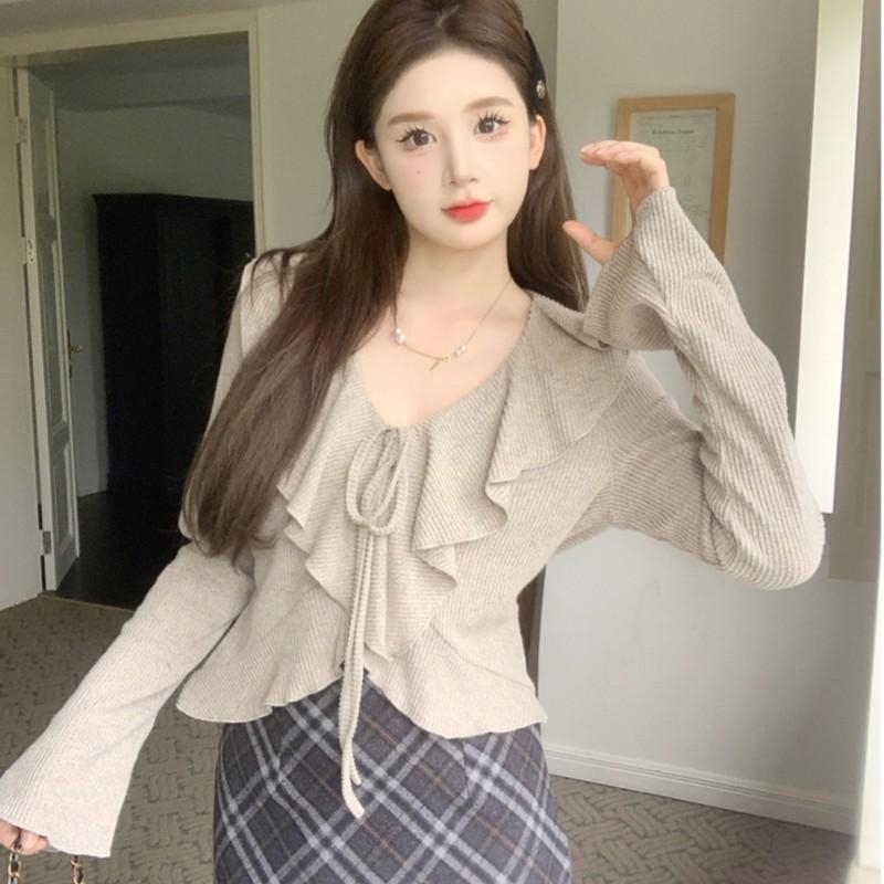 Ženski chenille pleteni top s polo ovratnikom i rukavima princeze, proljeće 2025., Spandex <30%