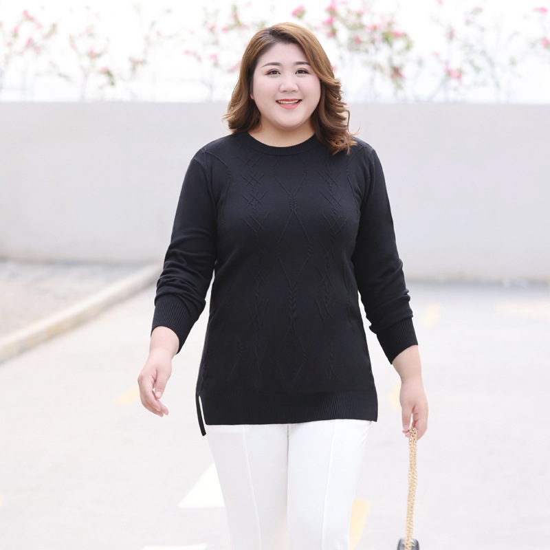 Dámsky pletený sveter z viskozo-nylonovej zmesi, jednofarebný vzor, okrúhly výstrih, dlhé rukávy, pletený materiál, jesenná zimná kolekcia 2025