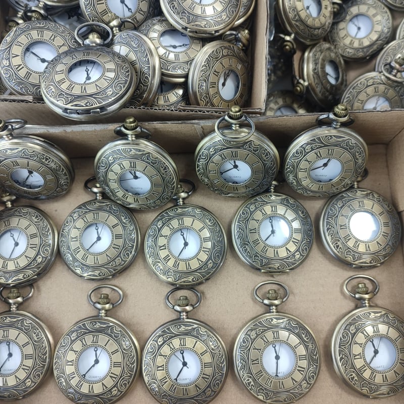 Vreckové hodinky v romantickom britskom vintage štýle s rímskymi číslicami, kvartný pohon, puzdro z zliatiny, model 10097, pre dospelých