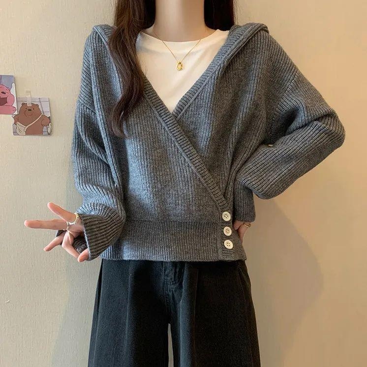 Dámsky pletený top s kapucňou, V-izrez výstrihu, Ice Silk zmes, stredná hrúbka, jar 2025