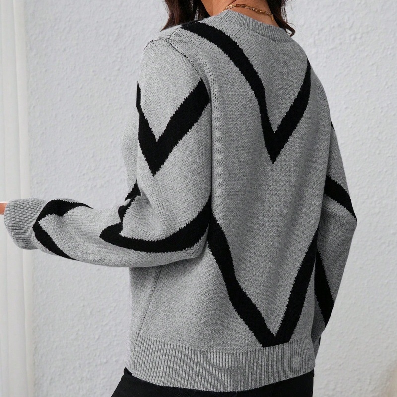 Ženski pleteni džemper s V-izrezom i okruglim izrezom, jesen-zima, plus veličina, casual stil