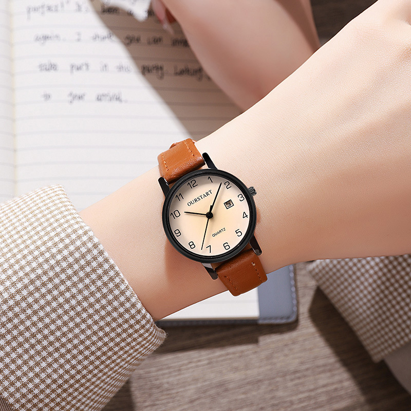 Kvarcni sat s kalendarom, minimalistički brojčanik, kružni promjer 30 mm, debljina 9 mm, kućište od legure