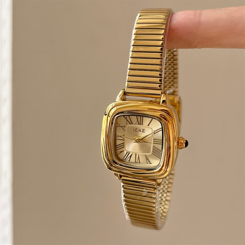 Dámske kvarcové hodinky so štvorcovým ciferníkom – retro štýl, telo z zliatiny, sklenený ciferník, jar 2025