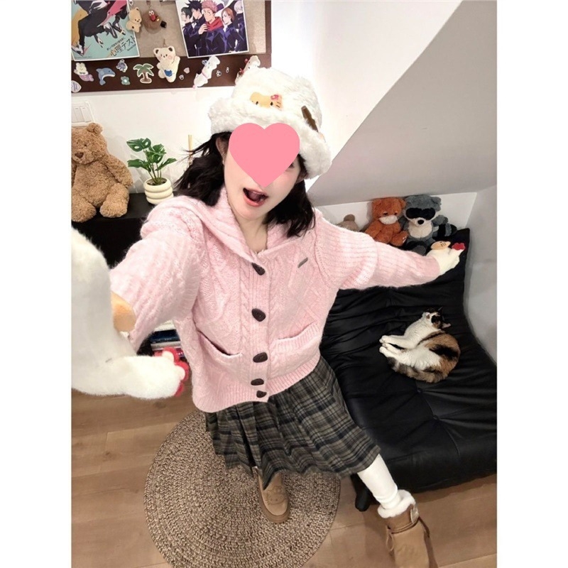 Chenille megztinis kardiganas su lėlės apykakle, storas netolygus dizainas, Spandeko ir regeneruotos celiuliozės pluošto mišinys, ilgis 50–65 cm