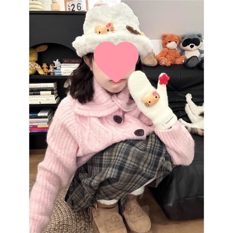 Chenille megztinis kardiganas su lėlės apykakle, storas netolygus dizainas, Spandeko ir regeneruotos celiuliozės pluošto mišinys, ilgis 50–65 cm