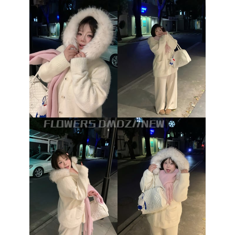 Laisvas megztinis kardiganas su gobtuvu iš viskozės pluošto, tankus mezginys, laisvas siluetas, 50-70% viskozės sudėtis