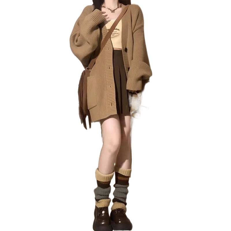 Ženski pleteni kardigan, V-izrez, ice silk materijal, normalna debljina, proljeće 2025