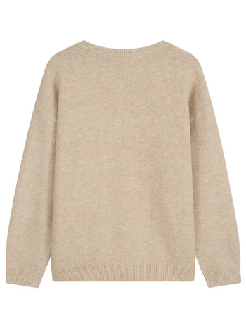 Adīts kardigans ar lampas piedurknēm, brīvs piegriezums, poliester–akrila maisījums, apļveida kakls, vidēja biezuma