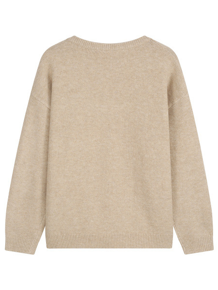 Moteriškas megztinis kardiganas su lanterne rankovėmis, laisvas kirpimas, apvali kaklo iškirptė, poliesterio-akrilo audinys