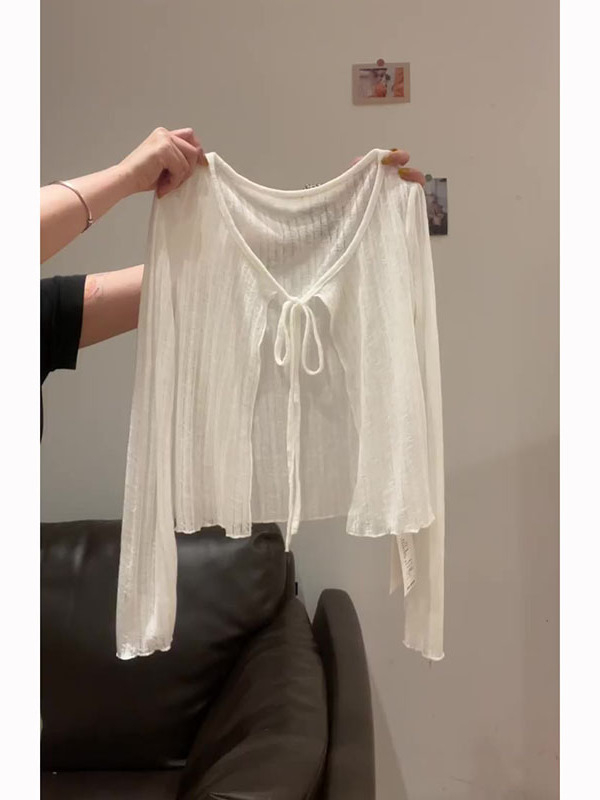 Γυναικεία ζακέτα με προστασία από τον ήλιο, ice-silk ύφασμα, πουλόβερ, χαλαρή γραμμή, μακριά μανίκια, γιακάς polo, μονόχρωτος πολυεστέρας