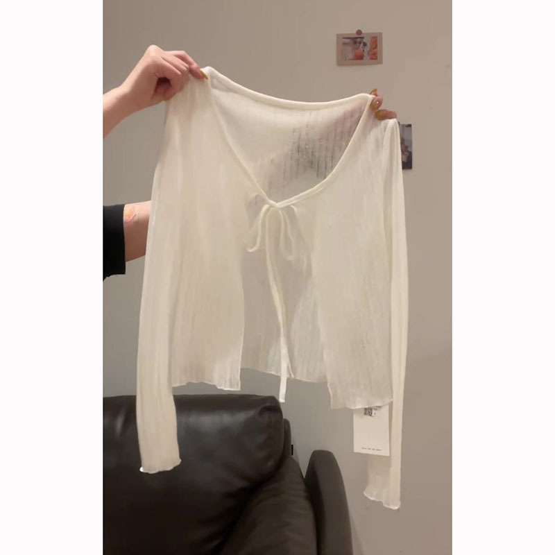 Γυναικεία ζακέτα με προστασία από τον ήλιο, ice-silk ύφασμα, πουλόβερ, χαλαρή γραμμή, μακριά μανίκια, γιακάς polo, μονόχρωτος πολυεστέρας