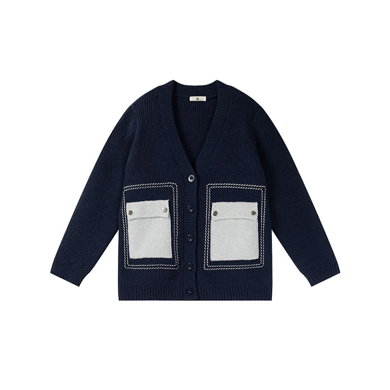 Love moteriškas megztinis kardiganas su V kaklu, ilgos rankovės, tankus mezginys, akrilas-poliesterio mišinys, Mianyang velvet