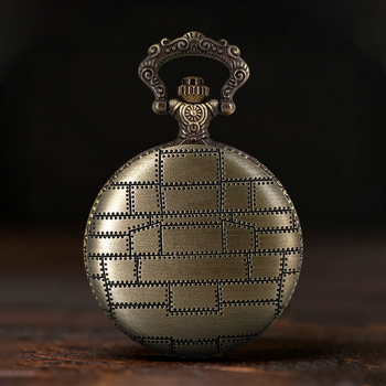 Ceas pendant decorativ cu temă craniu-mumie, capac flip retro, cuarț, carcasă din aliaj de zinc, oglindă din plastic, timp mondial, imprimare logo disponibil