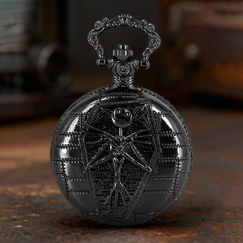 Ceas pendant decorativ cu temă craniu-mumie, capac flip retro, cuarț, carcasă din aliaj de zinc, oglindă din plastic, timp mondial, imprimare logo disponibil