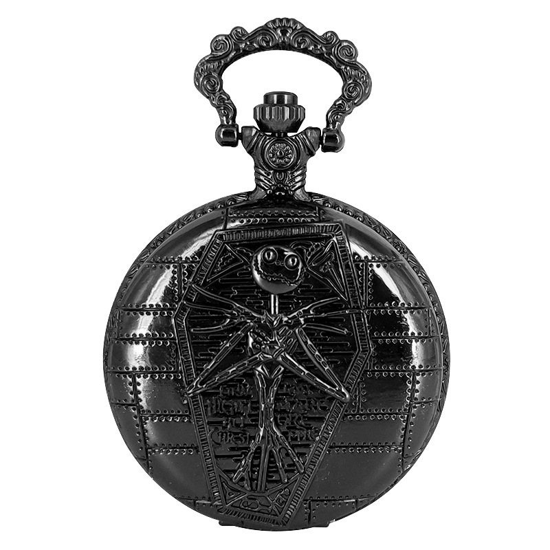 Ceas pendant decorativ cu temă craniu-mumie, capac flip retro, cuarț, carcasă din aliaj de zinc, oglindă din plastic, timp mondial, imprimare logo disponibil