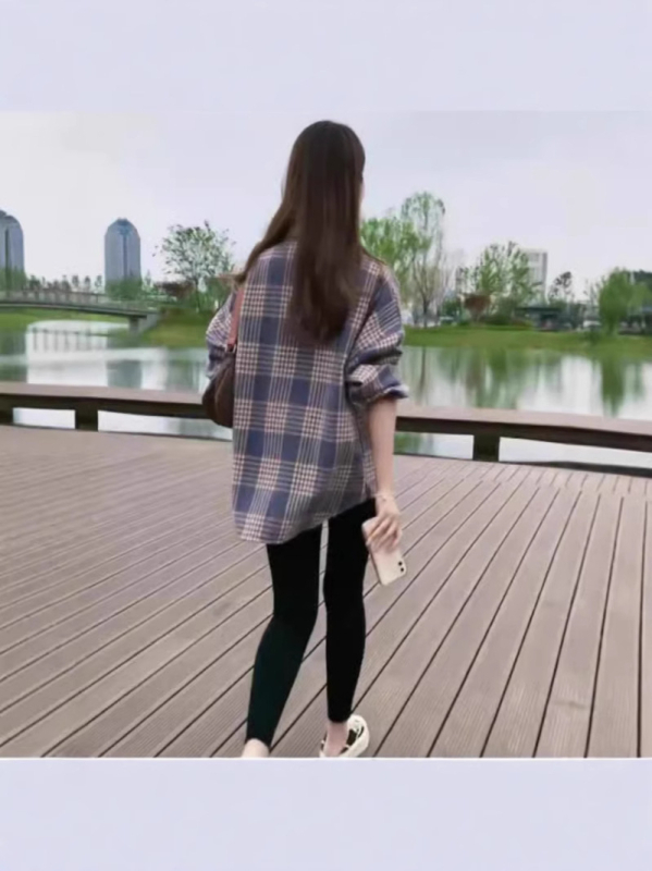 Jachetă-cămașă în stil cardigan, model în carouri, amestec bumbac-poliester, guler polo, croială lejeră