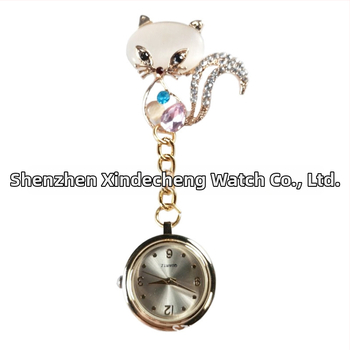 Ρολόι τσέπης με κίνηση Quartz, διακριτικά διαμάντια, γλυκό σχέδιο νοσοκόμας σε καρτούν, παγκόσμια ώρα, τρία χέρια