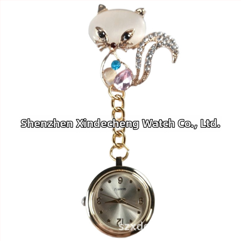 Ρολόι τσέπης με διαμαντικές λεπτομέρειες, γλυκό σχέδιο νοσοκόμας καρτούν, κίνηση quartz, παγκόσμια ώρα